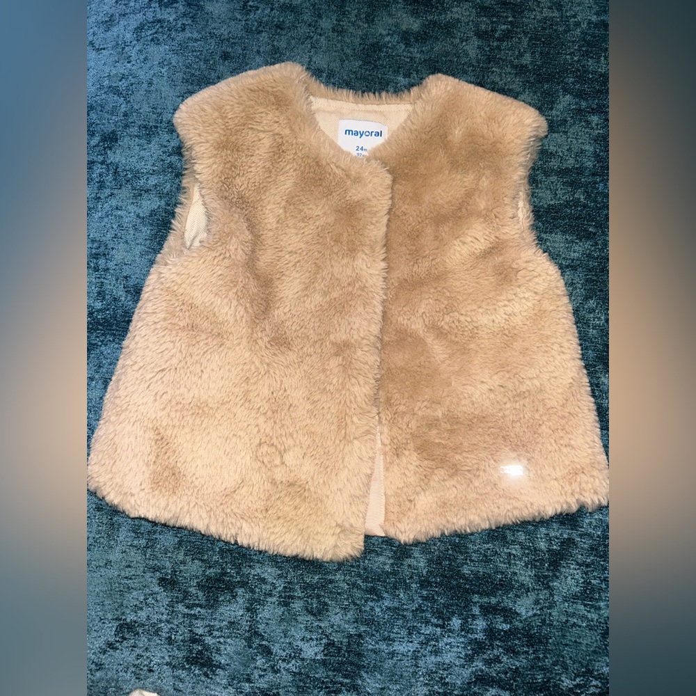 Mayoral Kids Tan Faux Fur Vest size 24M